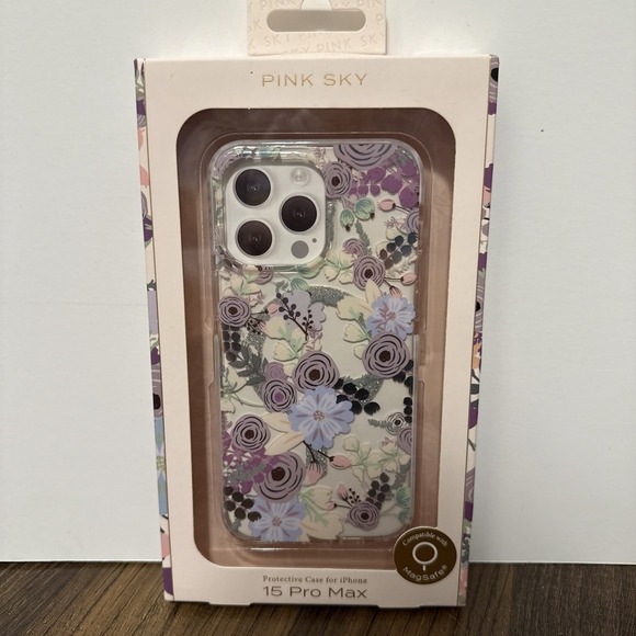 Pink Sky Protective Case For iPhone 15 Pro Max Floral Design NIB - Picture 1 of 2